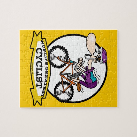 世界最大級のサイクリストの男性の漫画 ジグソーパズル (横)