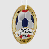 世界最大級のサッカーコーチ赤、白、青 オーナメント (正面)
