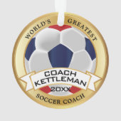 世界最大級のサッカーコーチ赤、白、青 オーナメント (裏面)