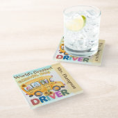 世界最大級のスクールバスドライバーパーソナライズされた ガラスコースター (アングル)