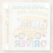 世界最大級のスクールバスドライバーパーソナライズされた ガラスコースター (裏面)