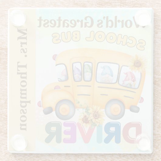 世界最大級のスクールバスドライバーパーソナライズされた ガラスコースター (裏面)