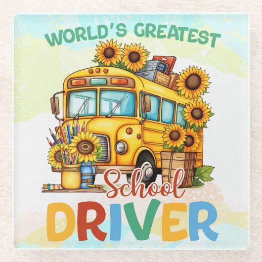 世界最大級のスクールバス運転手 ガラスコースター (正面)