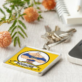 世界最大級のバウンサーの男性の漫画 キーホルダー (側面)