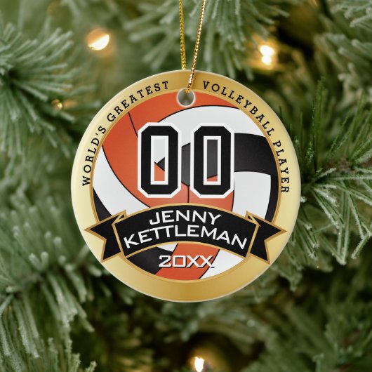 世界最大級のバレーボール選手オレンジ セラミックオーナメント (ツリー)