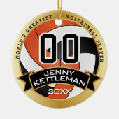 世界最大級のバレーボール選手オレンジ セラミックオーナメント (正面)