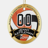 世界最大級のバレーボール選手オレンジ セラミックオーナメント (左)