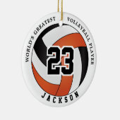 世界最大級のバレーボール選手、オレンジとブラック セラミックオーナメント (右)