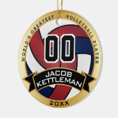 世界最大級のバレーボール選手，赤，白い青 セラミックオーナメント (左)