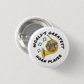 世界最大級のホルン奏者ホーフランスのンおもしろい 缶バッジ (正面&裏面)