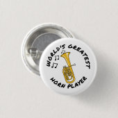 世界最大級のホルン奏者、テノールおもしろいホーン 缶バッジ (正面&裏面)