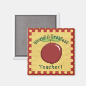 世界最大級の先生レッドアップル&イエロードット マグネット (正面/裏面)