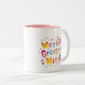 世界最大級の姪のピンクパーソナライズされたクカラフル ツートーンマグカップ (正面右)