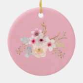 世界最大級の姪のユニコーン顔ピンク金ゴールドギフト セラミックオーナメント (裏面)