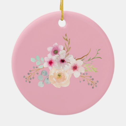 世界最大級の姪のユニコーン顔ピンク金ゴールドギフト セラミックオーナメント (裏面)