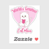 世界最大級の猫ママかわいいおもしろいピンクのハート シール (シート)