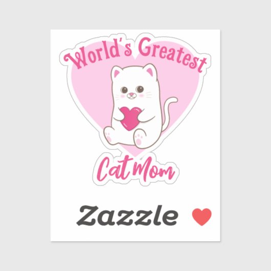世界最大級の猫ママかわいいおもしろいピンクのハート シール (シート)