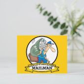 世界最大級の郵便配達人男性の漫画 ポストカード (スタンド正面)