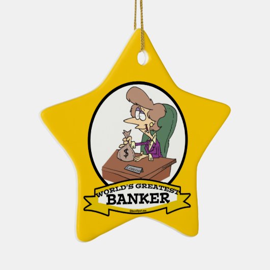 世界最大級の銀行員の女性漫画 セラミックオーナメント (右)