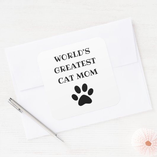 世界最大級キャットママカスタム文字パーソナライズされた スクエアシール (封筒)