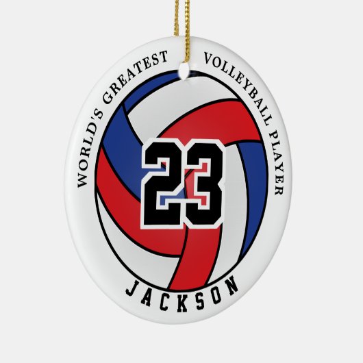 世界最大級🏐バレーボール赤、白、青 セラミックオーナメント (右)