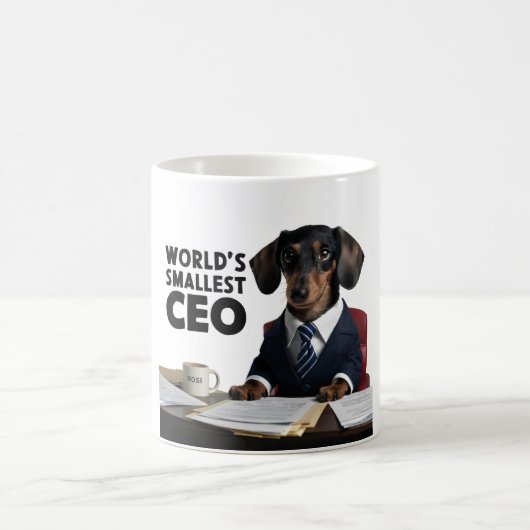世界最小のCEO、可愛いおもしろいdachshungスーツ コーヒーマグカップ (中央)