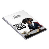 世界最小のCEO、可愛いおもしろいdachshungスーツ ノートブック (右側)