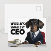 世界最小のCEO、可愛いおもしろいdachshungスーツ ポストカード (正面/裏面)