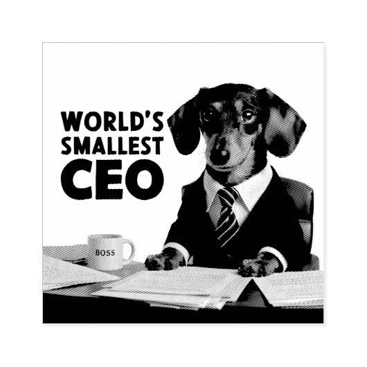 世界最小のCEO、可愛いおもしろいdachshungスーツ ラバースタンプ (インプリント)