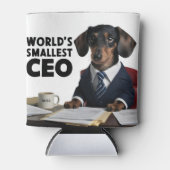 世界最小のCEO、可愛いおもしろいdachshungスーツ 缶クーラー (正面)