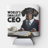 世界最小のCEO、可愛いおもしろいdachshungスーツ 缶クーラー (裏面)