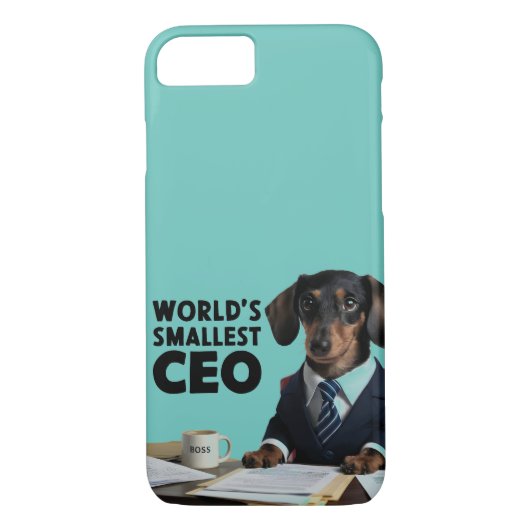 世界最小のCEO、可愛いおもしろいdachshungスーツ Case-Mate iPhoneケース (裏面)