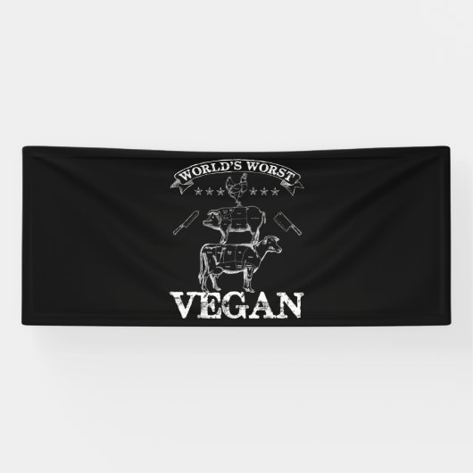 世界最悪のビーガン肉BBQチキンピッグカウズ 横断幕 (横)