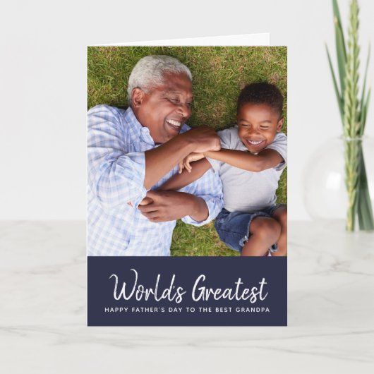 世界最高のおじいちゃん父の日のフォトカード カード (正面)