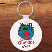 世界最高のおじいちゃん素晴らしハート キーホルダー (正面)
