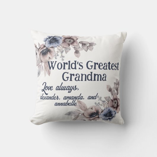 世界最高のおばあちゃんパーソナライズされた装飾用クッション クッション (正面)