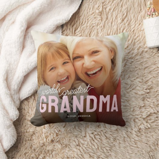 世界最高のおばあちゃん写真 クッション (ブランケット)