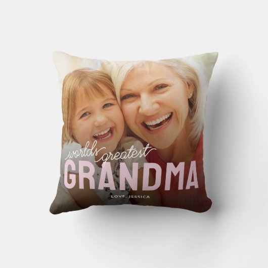 世界最高のおばあちゃん写真 クッション (裏面)