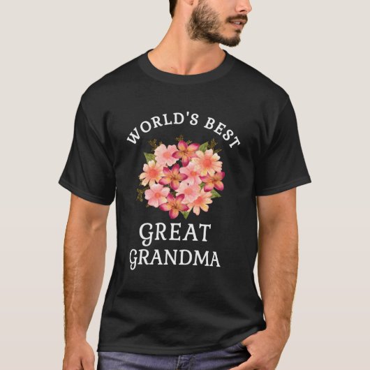 世界最高のおばあちゃんKピーチフラワー Tシャツ (正面)