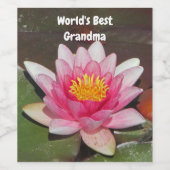 世界最高ののおばあちゃんピンクの水百合の花 ワインラベル (シングルラベル)