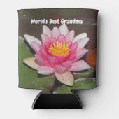 世界最高ののおばあちゃんピンクの水百合の花 缶クーラー (正面)