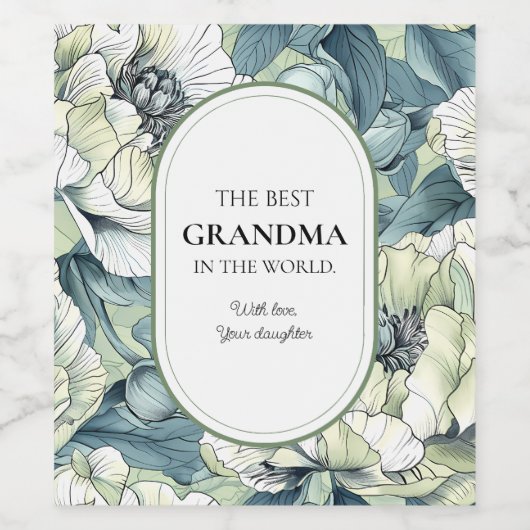 世界最高ののおばあちゃん緑の庭の花 ワインラベル (シングルラベル)