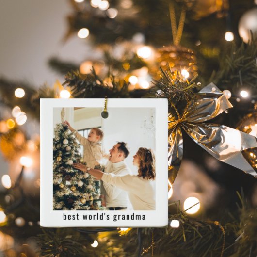 世界最高ののおばあちゃん | 2枚の写真 セラミックオーナメント