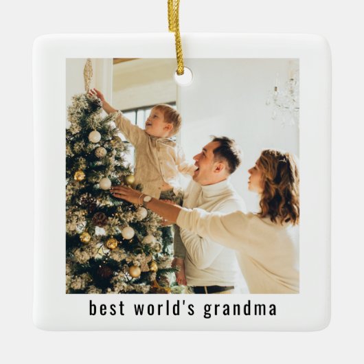 世界最高ののおばあちゃん | 2枚の写真 セラミックオーナメント (正面)