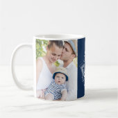 世界最高ののパパ2つフォトブルーの父の日 コーヒーマグカップ (左)