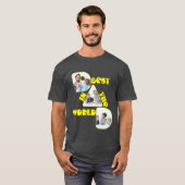 世界最高ののパパ、写真コラージュ、黄色のフォント Tシャツ (正面フル)