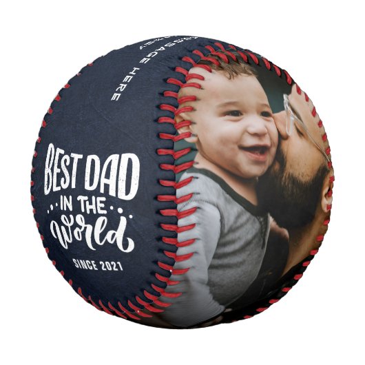 「世界最高ののパパ」2 – 写真パーソナルメッセージ 野球ボール (アングル)