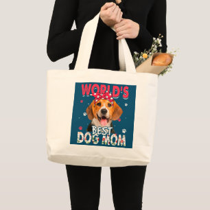 世界最高ののビーグルおもしろい犬の母の日 ラージトートバッグ