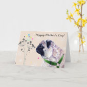 世界最高ののプグ・ママ！母の日のカード カード (黄色い花)
