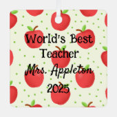 世界最高のの先生Apple Accentsカスタム メタルオーナメント (正面)